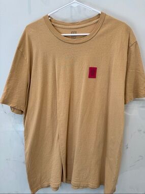 Topo Designs Tan Short Sleeve Tee with Red Logo Patch Men’s XL